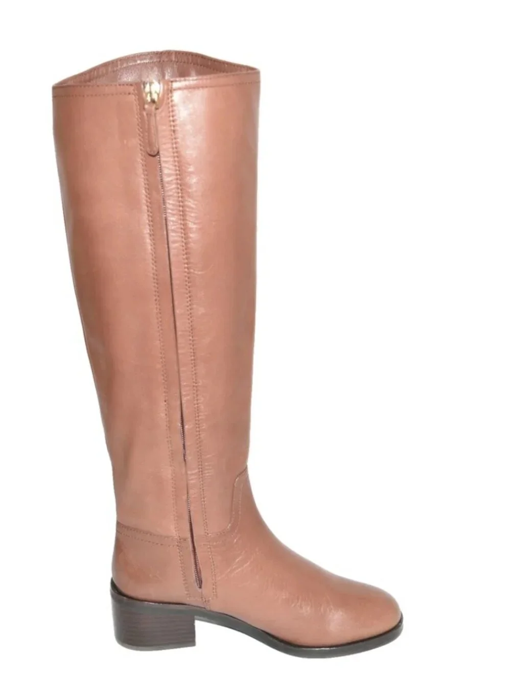 New! Tory Burch Fulton Knee High Boot Dark Sepia Brown Leather Size 7 DD19